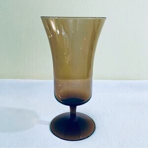 Vintage Iced Tea Glass Water Goblet Wine Seville 7" Amber Brown Blown SENECA USA